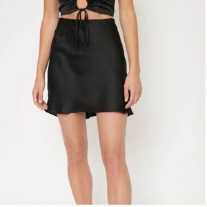 Dynamite Black Satin Mini Skirt